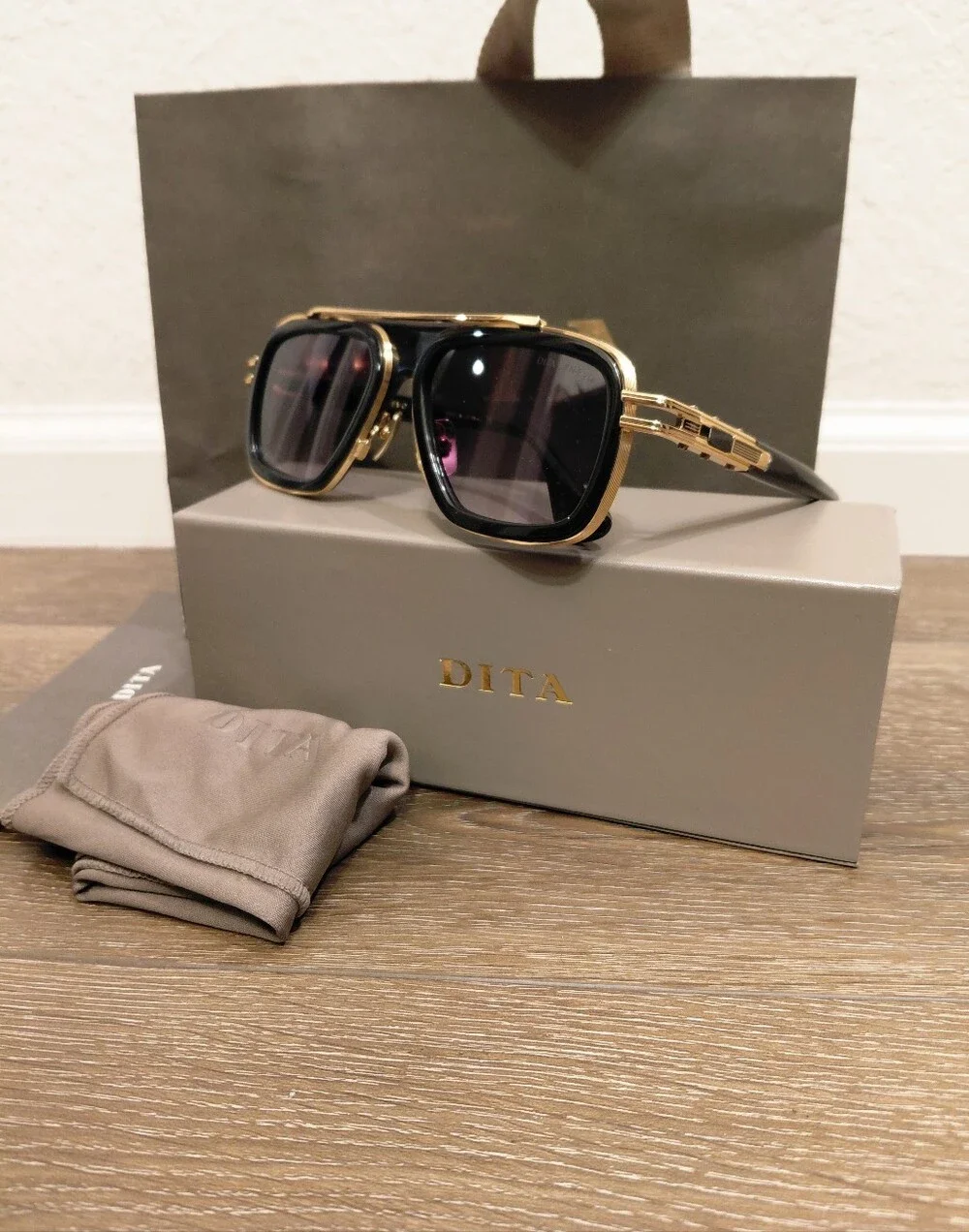 DITA LXN-EVO 25th Anniversary (DTS403-A) Black/Gold Framed Aviator Sunglasses